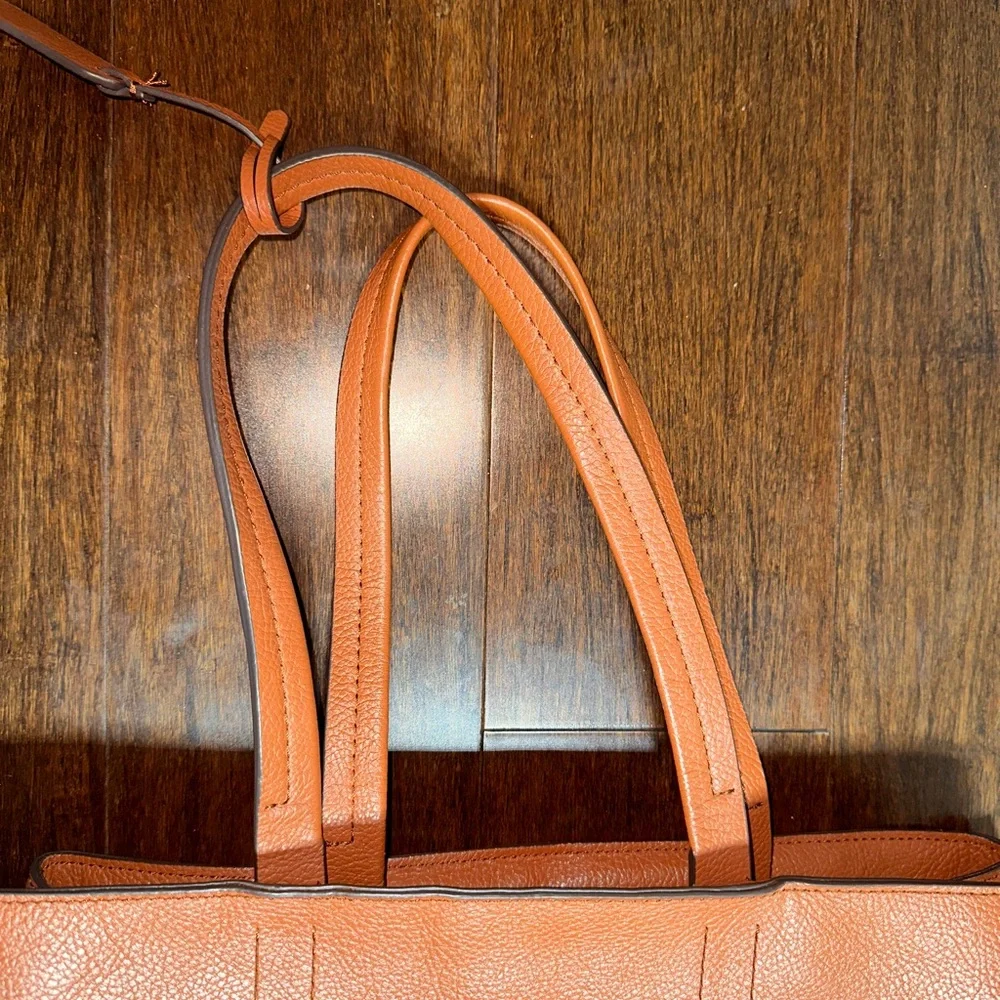 J.Crew All Day Leather Tote Bag Roasted Chestnut Brown Shoulder Handbag - Picture 5 of 11